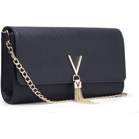 Pochette in saffiano blu Linea Divina VBS1IJ01 VALENTINO