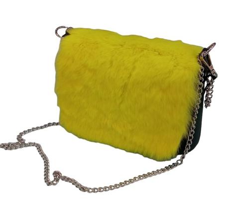 O pocket con pattina in eco pelliccia lapin giallo O Bag O pocket Linea Obag