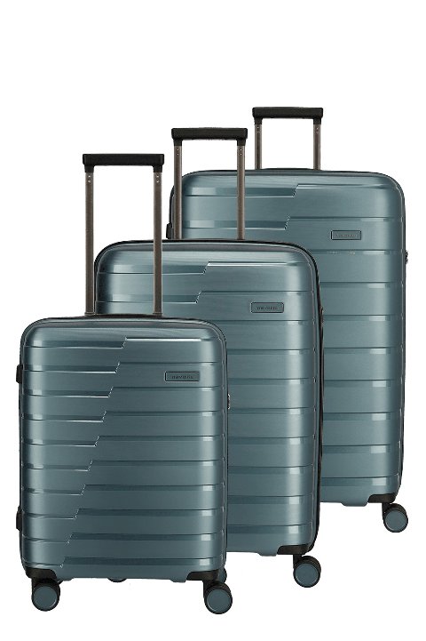 Set 3 trolley grande - medio - cabina blu ghiaccio Espandibile TRAVELITE Linea AIR BASE