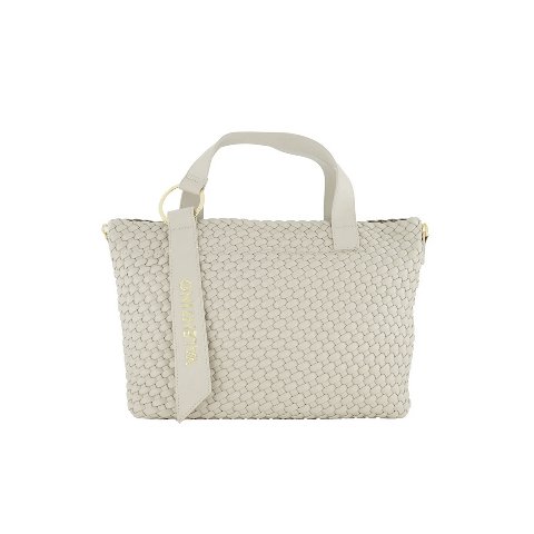 BORSA A MANO CON TRACOLLA  INTRECCIATA ECRU VALENTINO SHANTEL