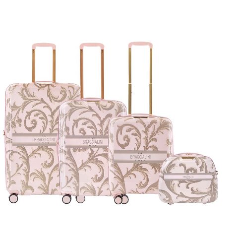 Set 3 trolley grande - medio - cabina + beauty case  Espandibile Flower BRACCIALINI ARTE