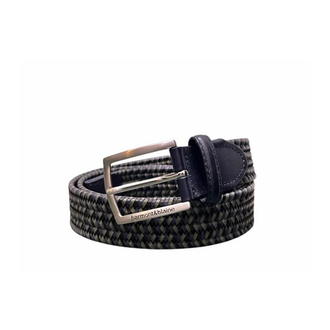 Cintura in pelle intrecciata bicolore verde/blu Harmont & Blaine Linea Belts