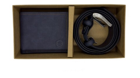 Parure portafoglio e cintura blu lumberjack BATCH