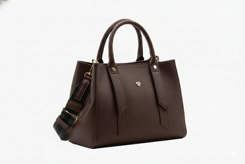 BORSA A MANO IN PELLE CON TRACOLLA TESTA  MORO Caleidos linea pelle