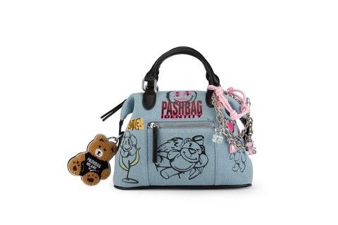 BORSA A MANO CON TRACOLLA PASHBAG BLU JEANS PASHBAG POPPY