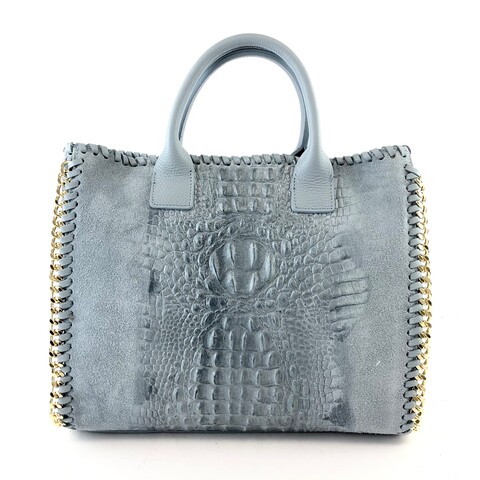 BORSA  SHOPPER PELLE CROCO COLLECTION MAXI MESSIE COCCO SUEDE