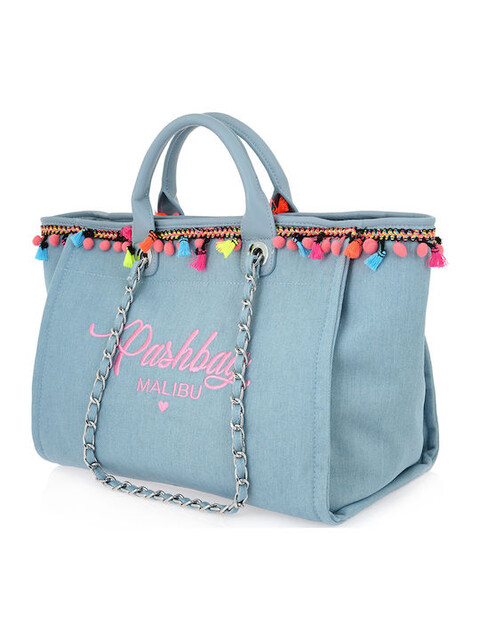 BORSA SHOPPER TESSUTO CANVAS  JEANS PASHBAG LINEA BEACH