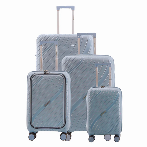 Set 4 trolley grande - medio - cabina-cabina p/c  Azzurro NPLE Linea travel guard pro