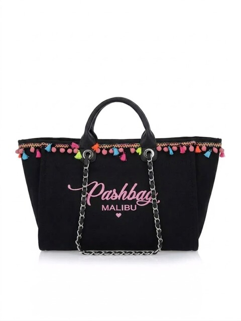 BORSA SHOPPER TESSUTO CANVAS  NERA PASHBAG LINEA BEACH