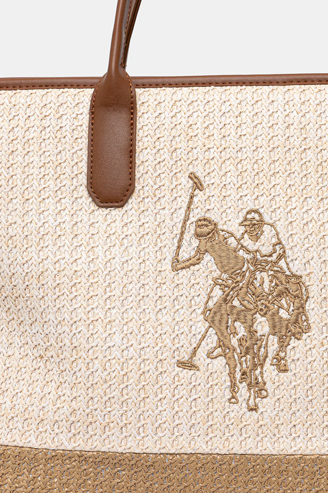 BORSA SHOPPER  INTRECCIATA RAFIA BEU2P8695WP U.S. POLO ASSN. LINEA POOL PARTY