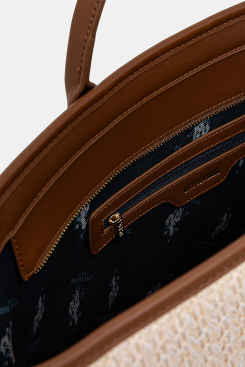 BORSA SHOPPER  INTRECCIATA RAFIA BEU2P8695WP U.S. POLO ASSN. LINEA POOL PARTY