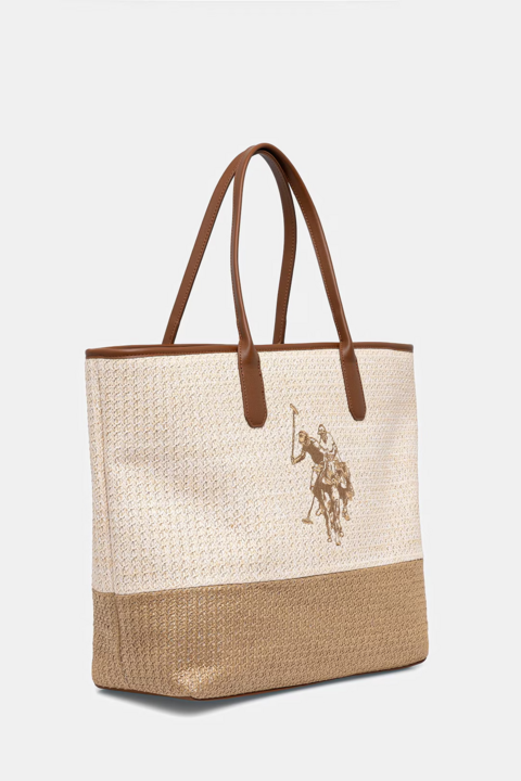 BORSA SHOPPER  INTRECCIATA RAFIA BEU2P8695WP U.S. POLO ASSN. LINEA POOL PARTY