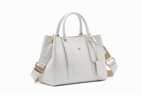 BORSA A MANO IN PELLE CON TRACOLLA  BIANCA Caleidos linea pelle