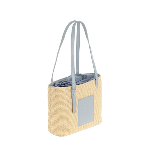 BORSA SHOPPER  PAGLIA INTRECCIATA Caleidos LINEA TESSUTO ECOPELLE