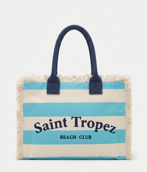 BORSA SHOPPER MARE  TESSUTO CANVAS SKY KUVE linea HORIZON STRIPE