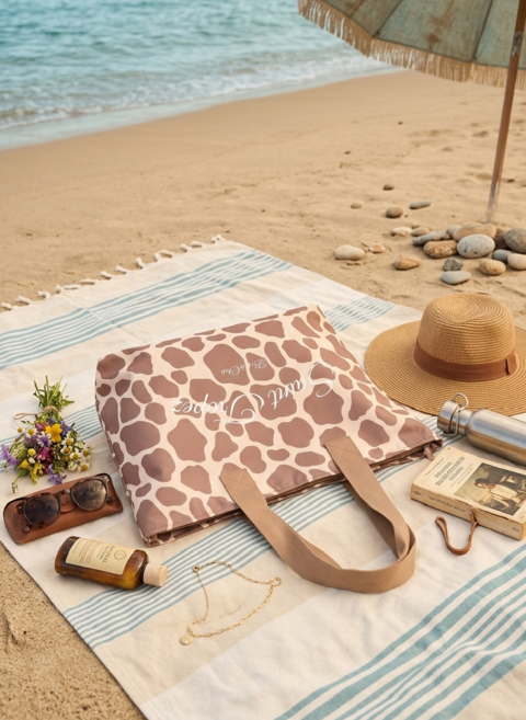 BORSA SHOPPER MARE  TESSUTO GOMMATO BROWN KUVE linea ATLANTIS