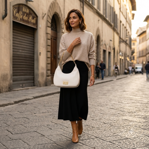 Borsa a tracolla Hobo  Bianco 4US CESARE  PACIOTTI LINEA TESS