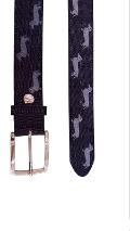 Cintura in tessuto/pelle con bassotto all-over Linea  Belts Denim Harmont & Blaine