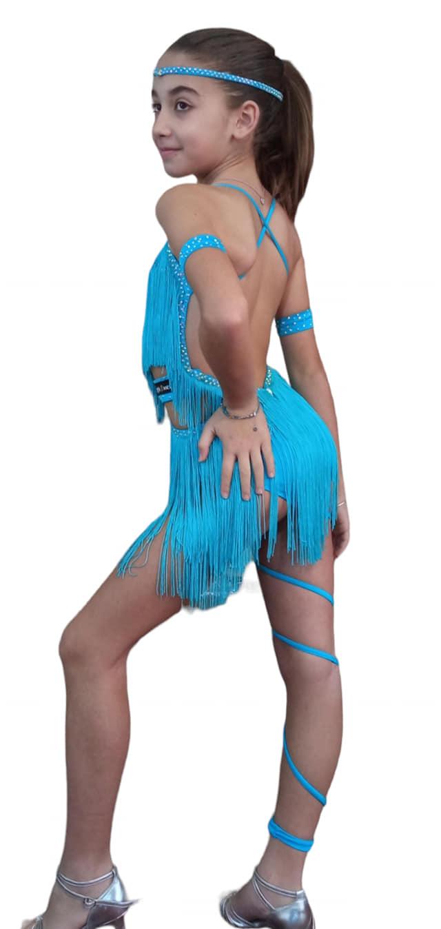 Body da bambina con frange Lidya Dance per ballo latino