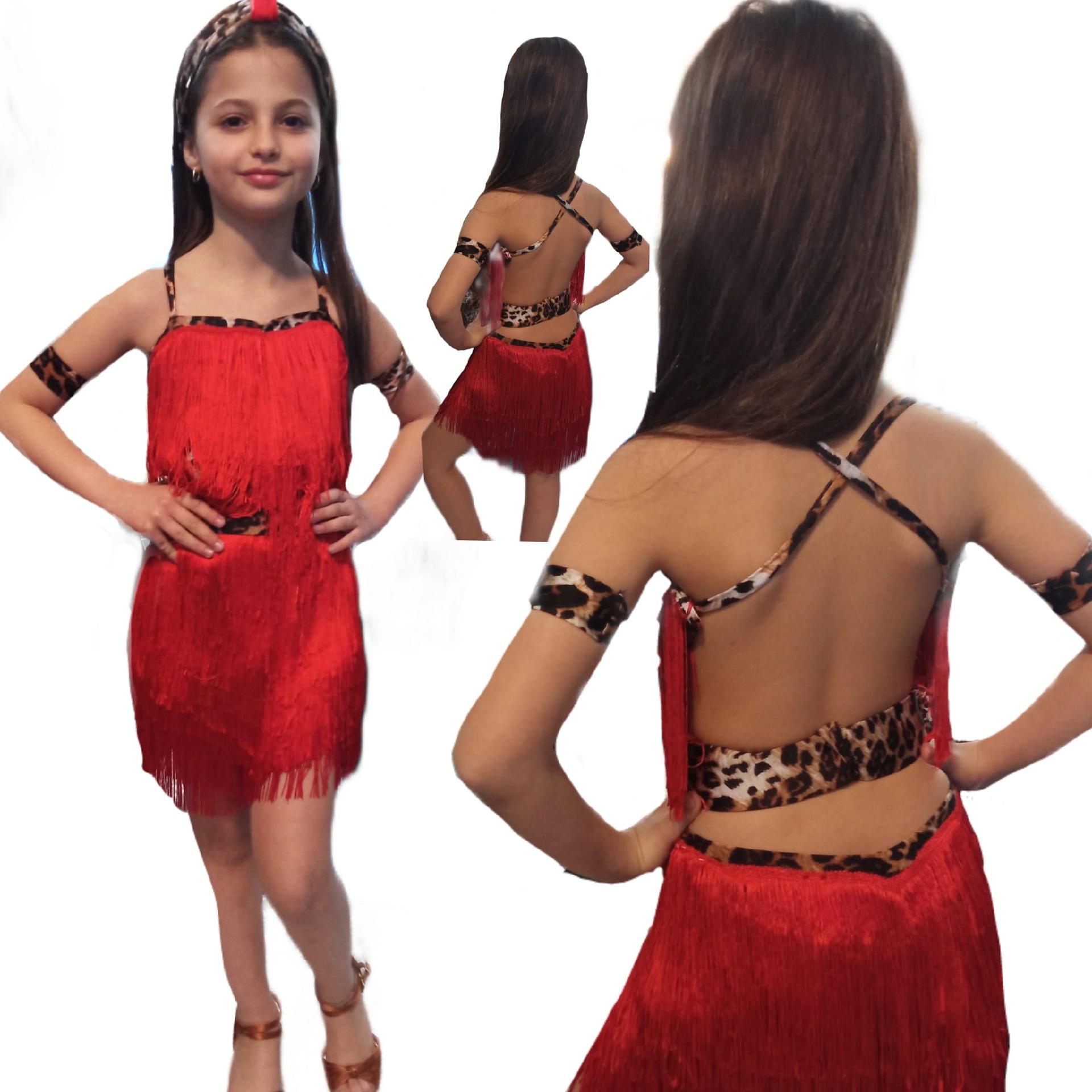 body da bambina con frange Lidya Dance per ballo latino