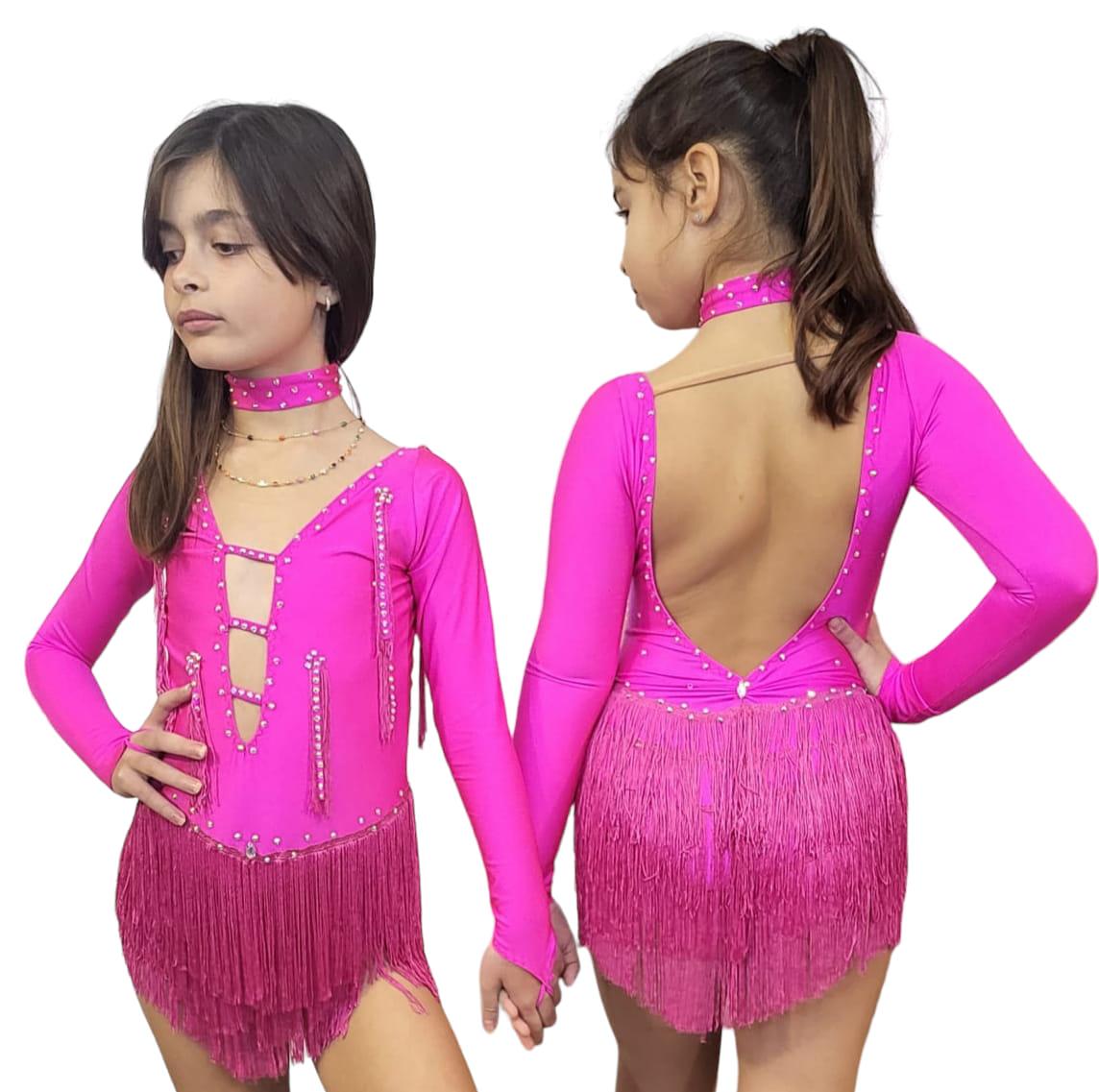 Body da bambina con frange Lidya Dance per ballo latino