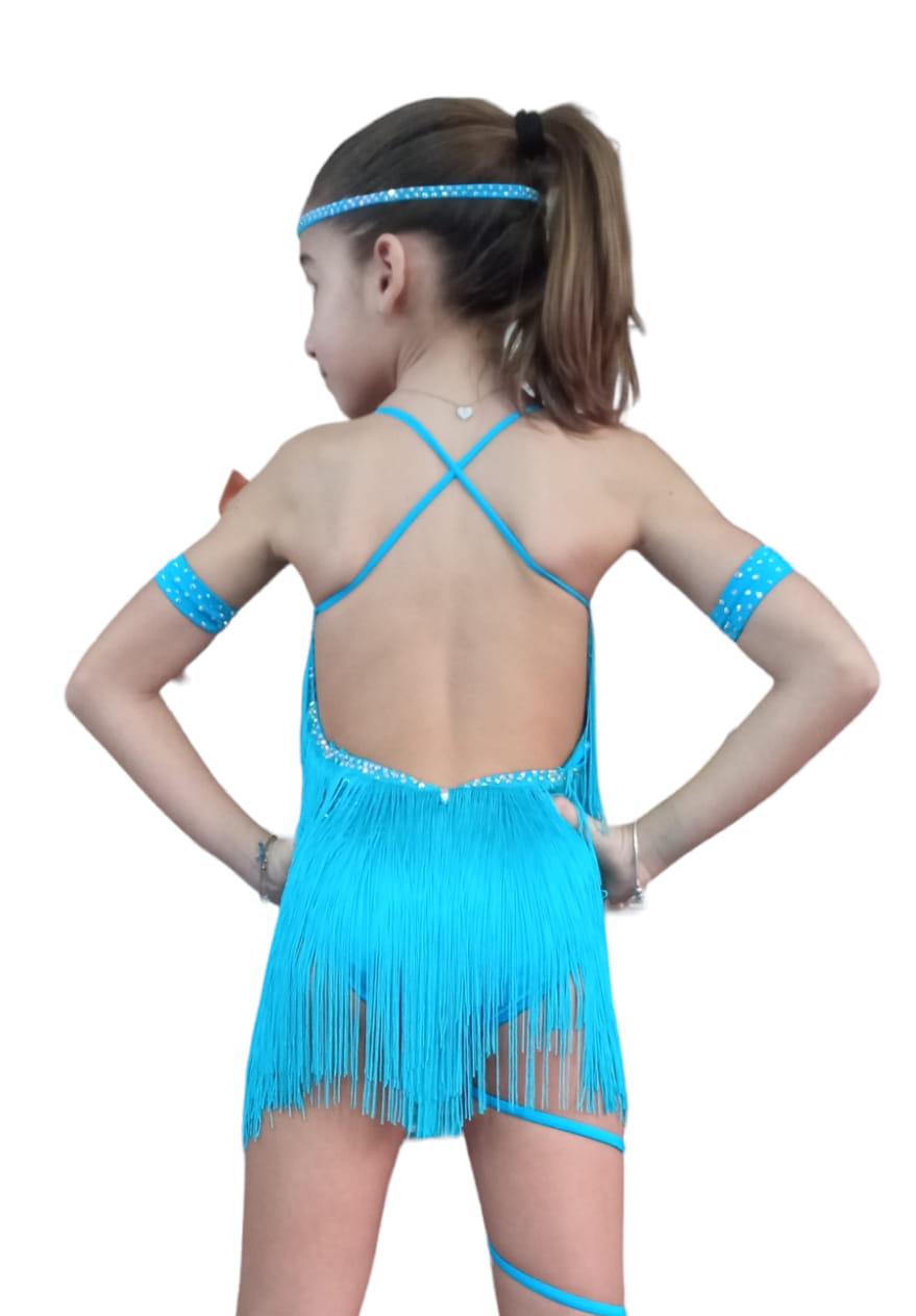 Body da bambina con frange Lidya Dance per ballo latino
