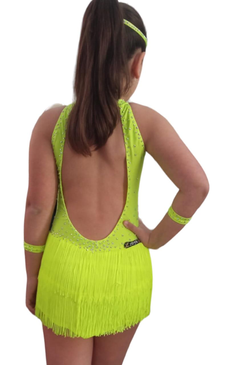Body con gonna di frange da bambina Lidya Dance Body per ballo latino