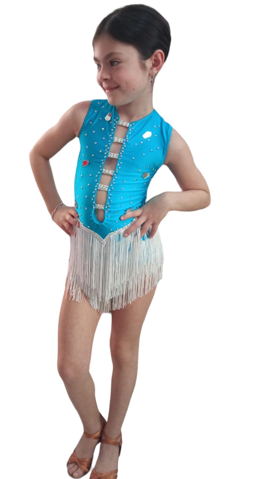 Body da bambina con frange Lidya Dance per ballo latino