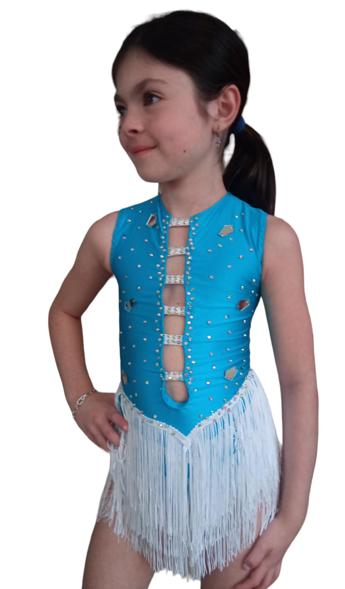 Body da bambina con frange Lidya Dance per ballo latino