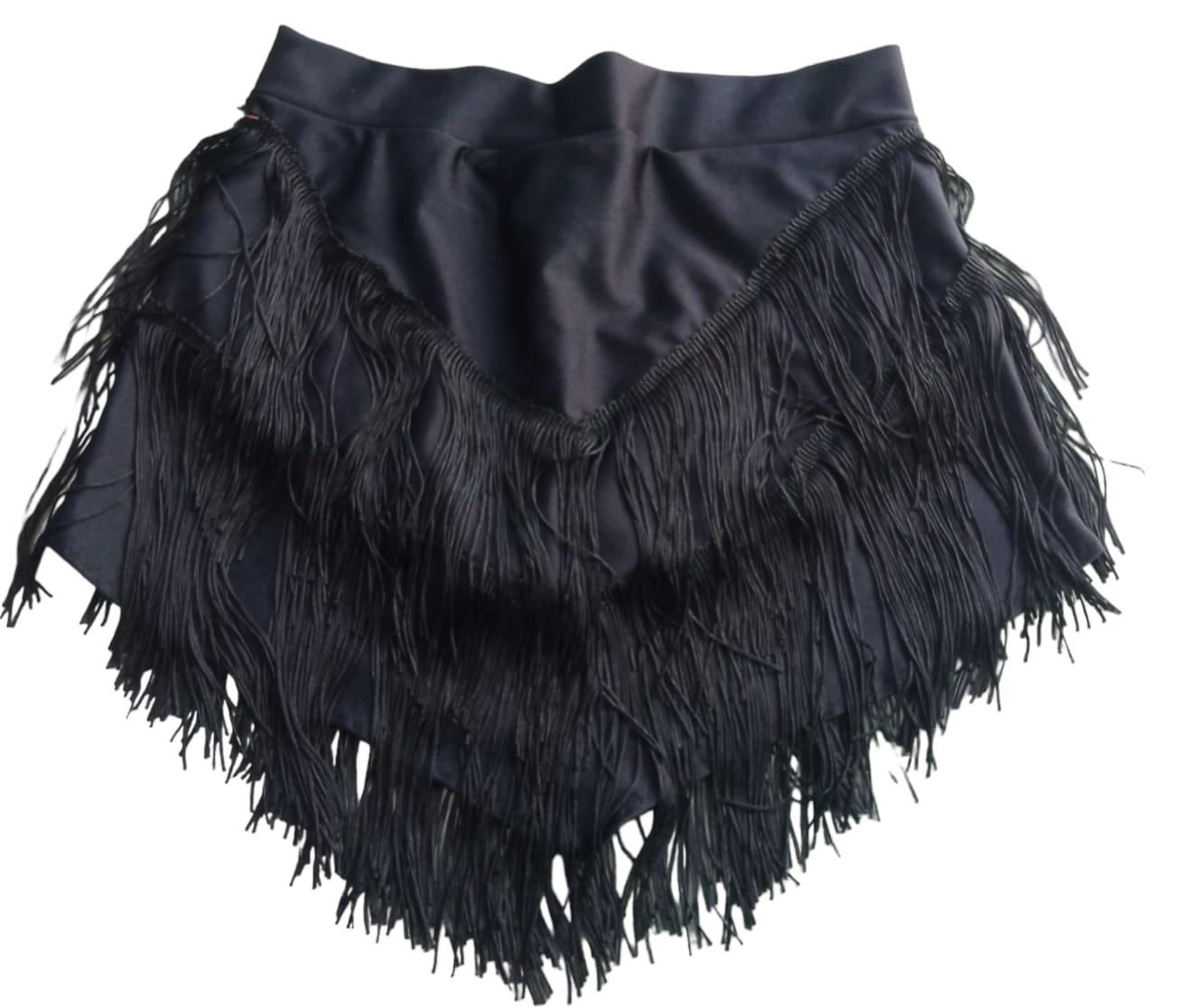 Gonna Da Ballo Latina Per Bambina Con Frange - Doppio Strato Per Tango, Salsa, Samba | Costume Spettacolo