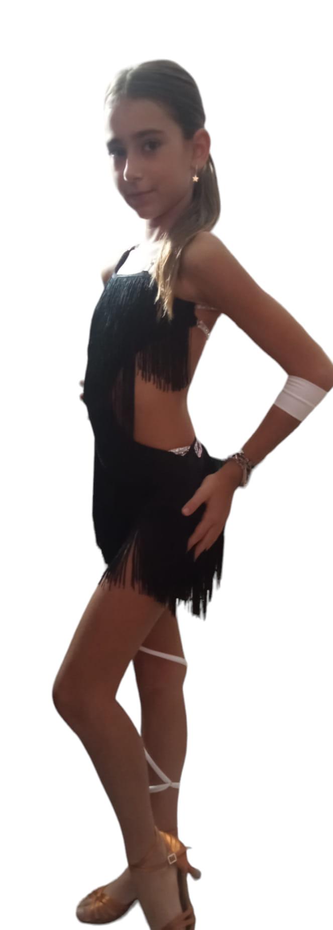 Vestito Da Ballo Bambina Latino Americano Con Paillettes, Crop Top E Gonna Tutu Per Salsa E Rumba - 4