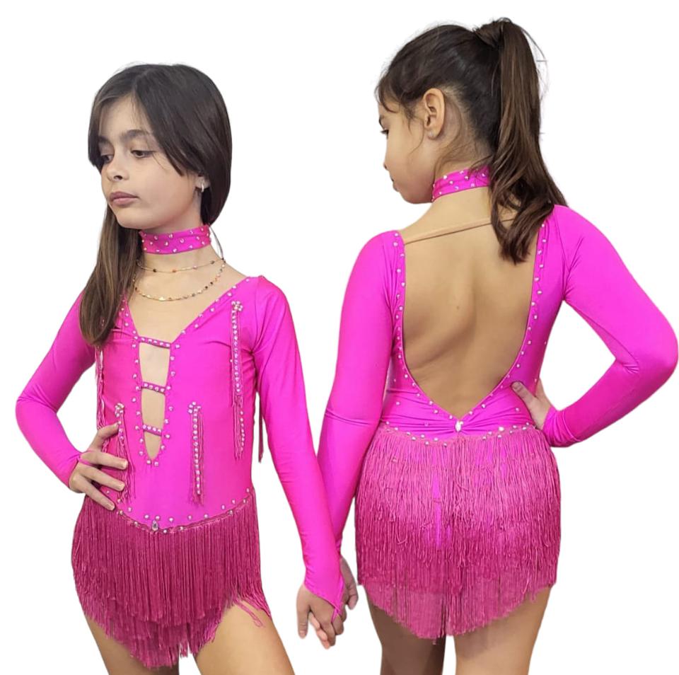 Body da bambina con frange Lidya Dance per ballo latino