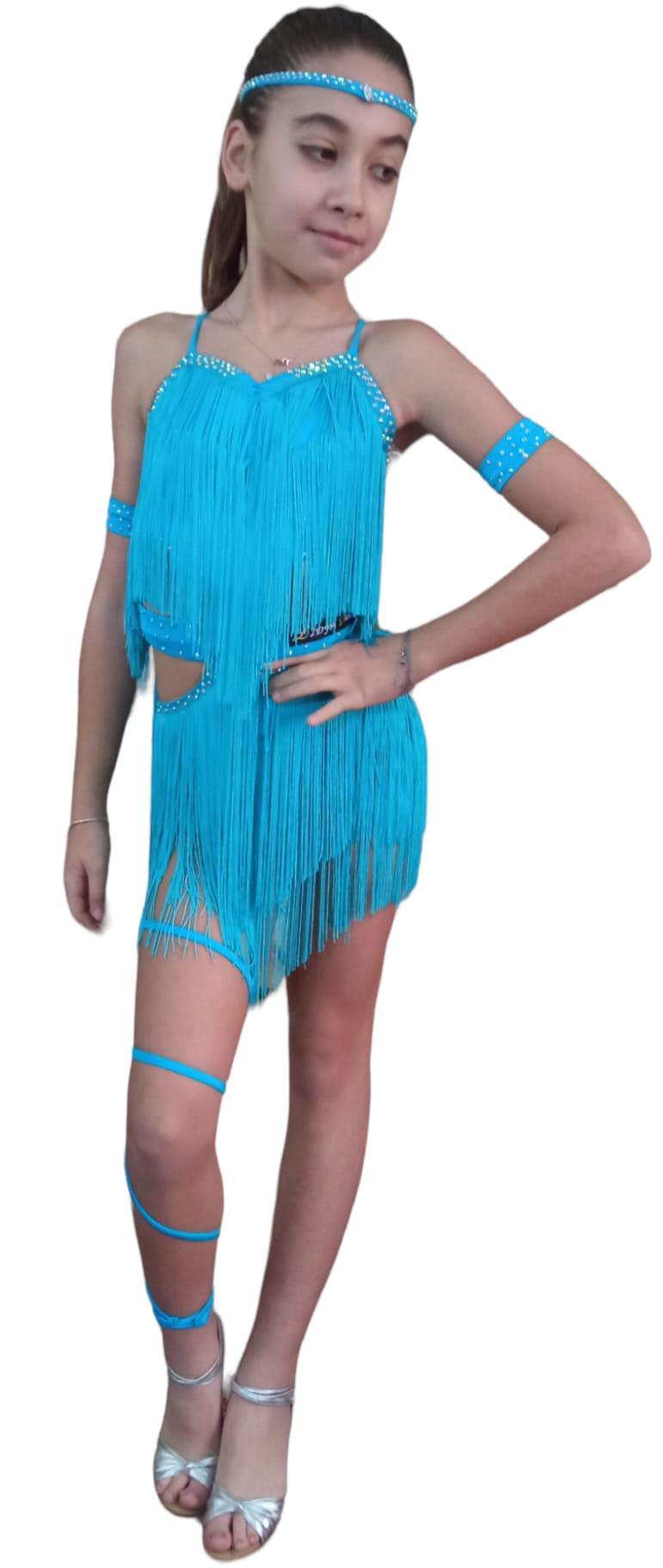 Copia di body da bambina con frange Lidya Dance per ballo latino
