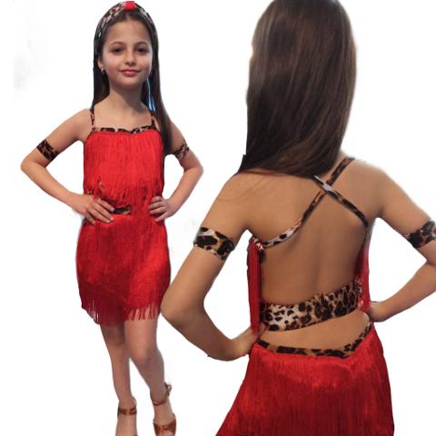 body da bambina con frange Lidya Dance per ballo latino