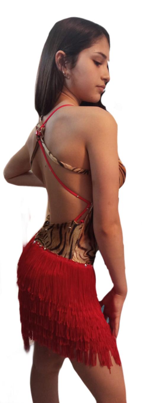Body con frange rosso e maculato - Atelier Lidya - Bodyfrangemac
