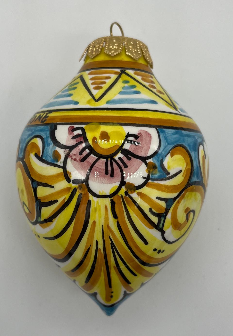 Palline di Natale in ceramica a goccia Produzione artigianale di Caltagirone 10cm