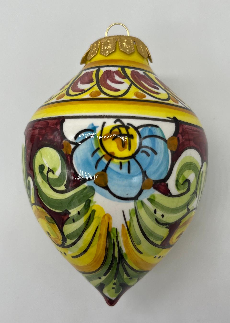 Palline di Natale in ceramica a goccia Produzione artigianale di Caltagirone 10cm