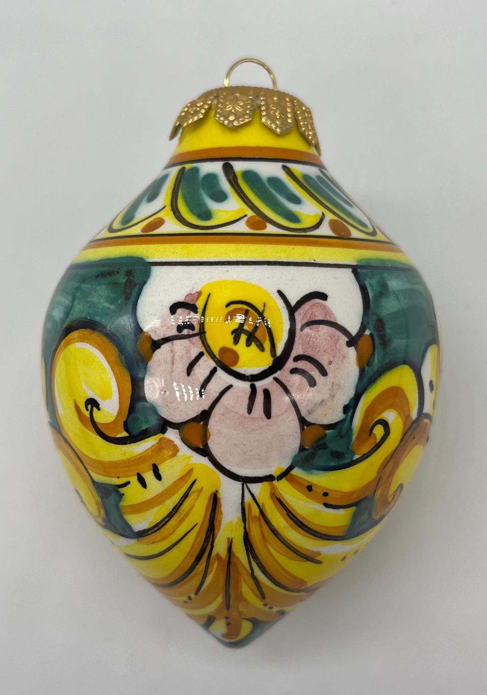 Palline di Natale in ceramica a goccia Produzione artigianale di Caltagirone 10cm