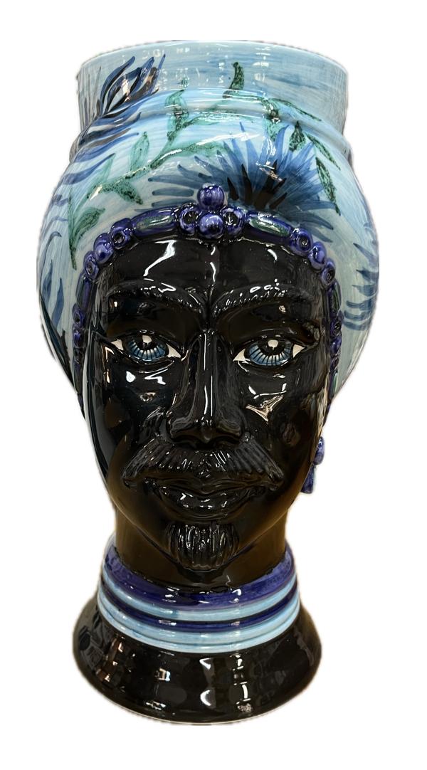 Teste di moro design moderne con nero lucido Produzione artigianale di Caltagirone H 32cm