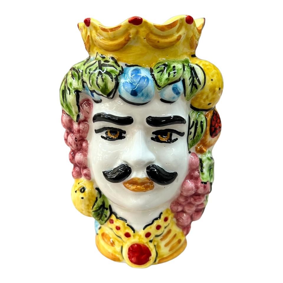 Teste di moro modello classico con frutta decorate Produzione artigianale di Catania h.13cm