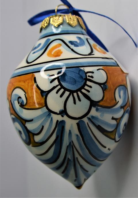 Palline di Natale in ceramica a goccia Produzione artigianale di Caltagirone 10cm