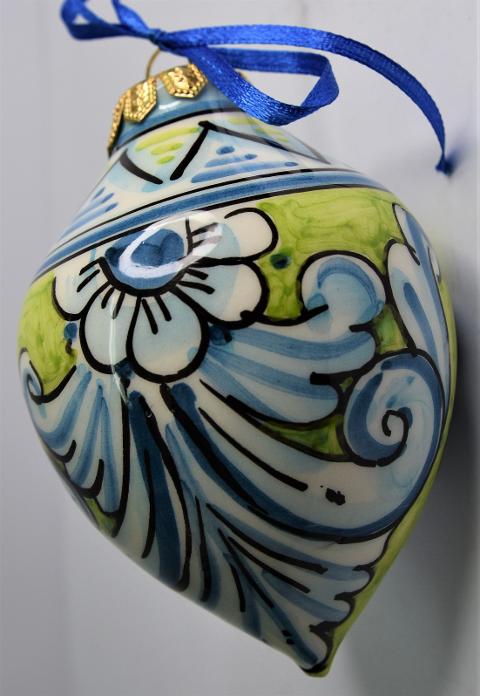 Palline di Natale in ceramica a goccia Produzione artigianale di Caltagirone 10cm
