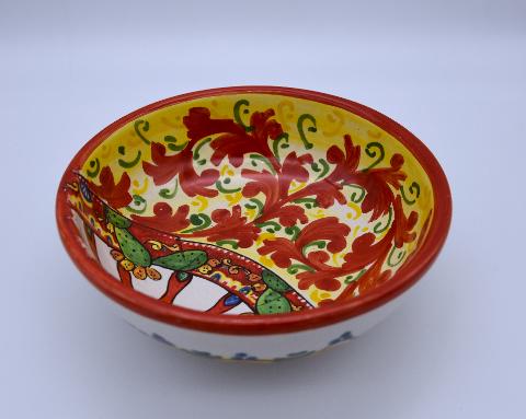 Ciotola per antipasti/aperitivi decoro ruota carretto Produzione artigianale di Santo Stefano di Camastra Diametro 12cm