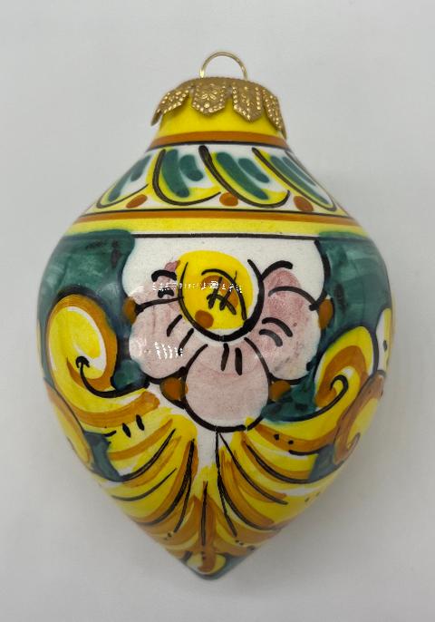 Palline di Natale in ceramica a goccia Produzione artigianale di Caltagirone 10cm