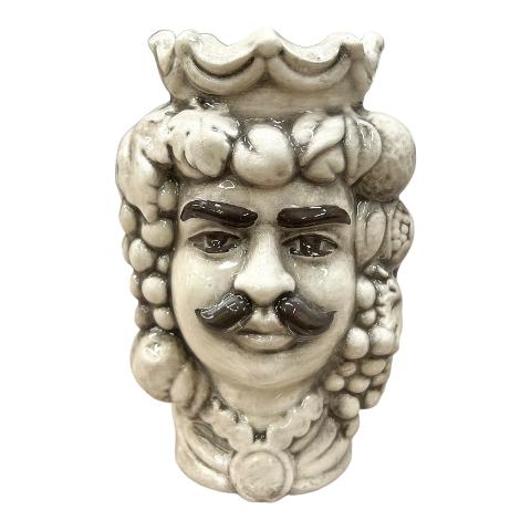 Teste di moro modello classico con frutta decoro fumé Produzione artigianale di Caltagirone h.15cm