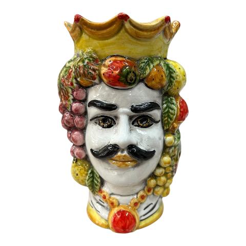 Teste di moro modello classico con frutta decorate Produzione artigianale di Catania h.18cm