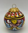 Palline di Natale in ceramica siciliana decoro barocco floreale Produzione artigianale di Caltagirone 6 cm