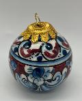 Palline di Natale in ceramica siciliana decoro barocco floreale Produzione artigianale di Caltagirone 6 cm