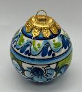Palline di Natale in ceramica siciliana decoro barocco floreale Produzione artigianale di Caltagirone 6 cm