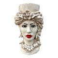 Teste di moro con turbante decoro fumé Produzione artigianale  di Caltagirone h.40cm